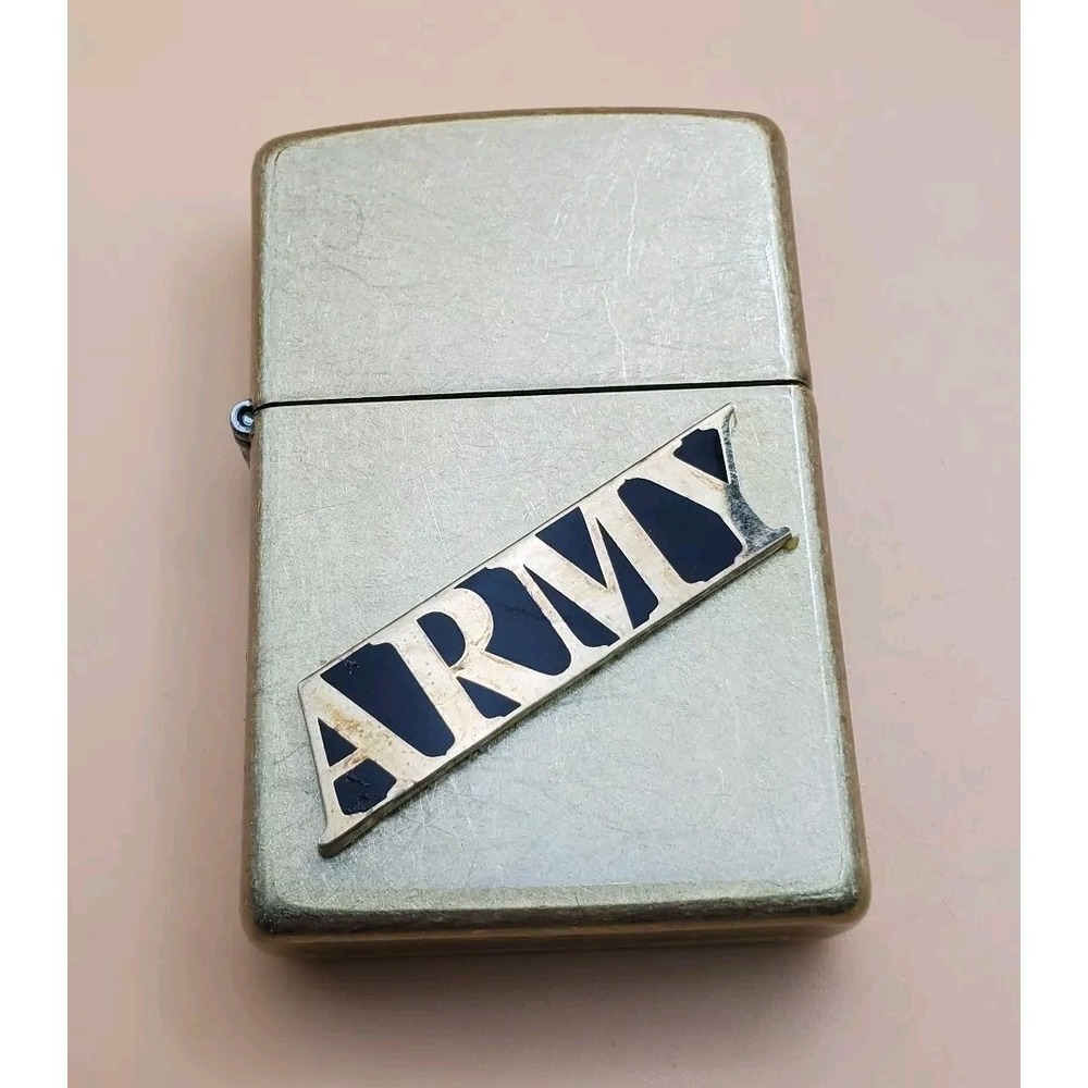 Zippo Lighter With An Army Medallion Street Brass